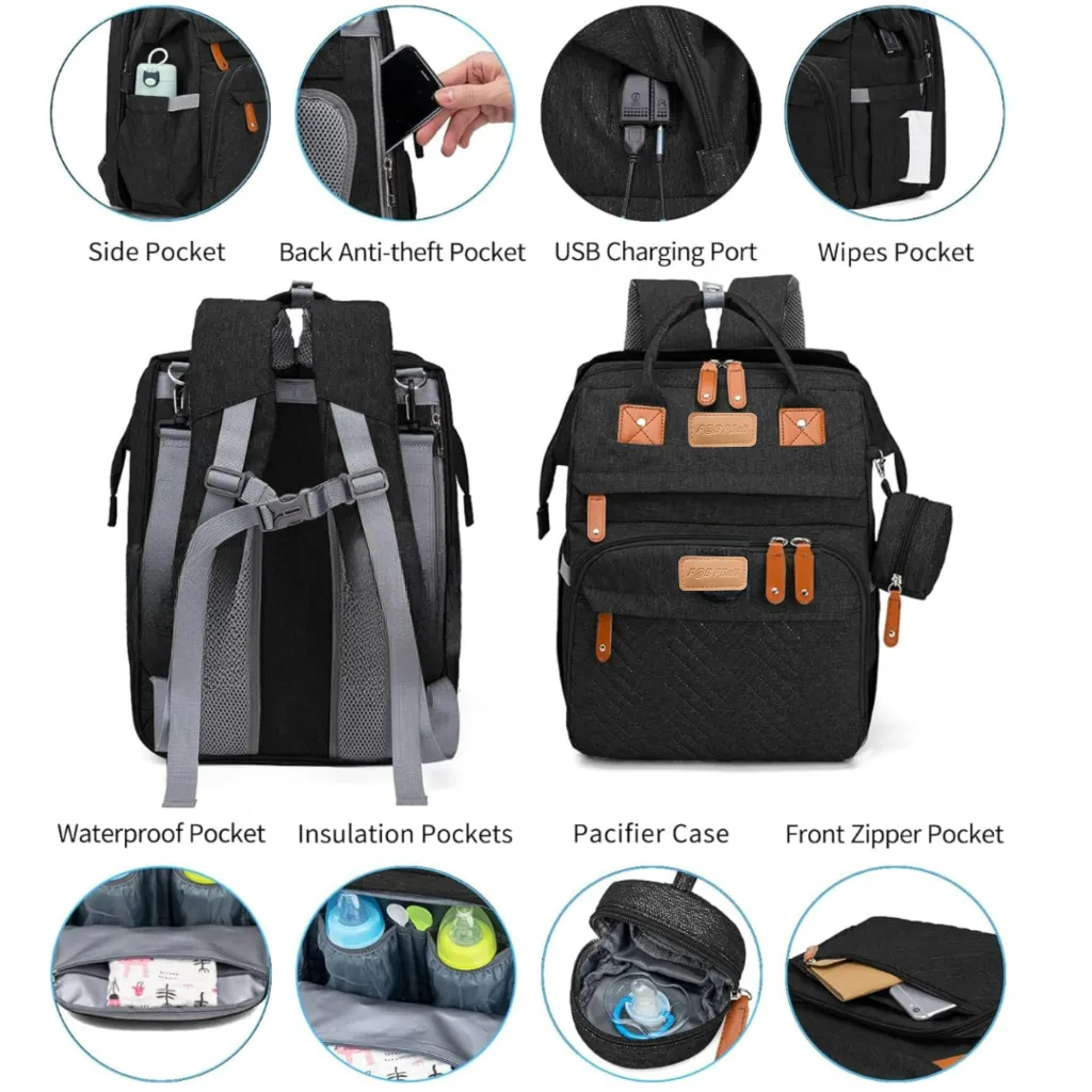 5-diaper bag backpack; baby diaper bag; diaper bag with changing station; portable changing station; travel diaper bag; waterproof diaper bag; large capacity diaper bag; baby bag for  (1).webp