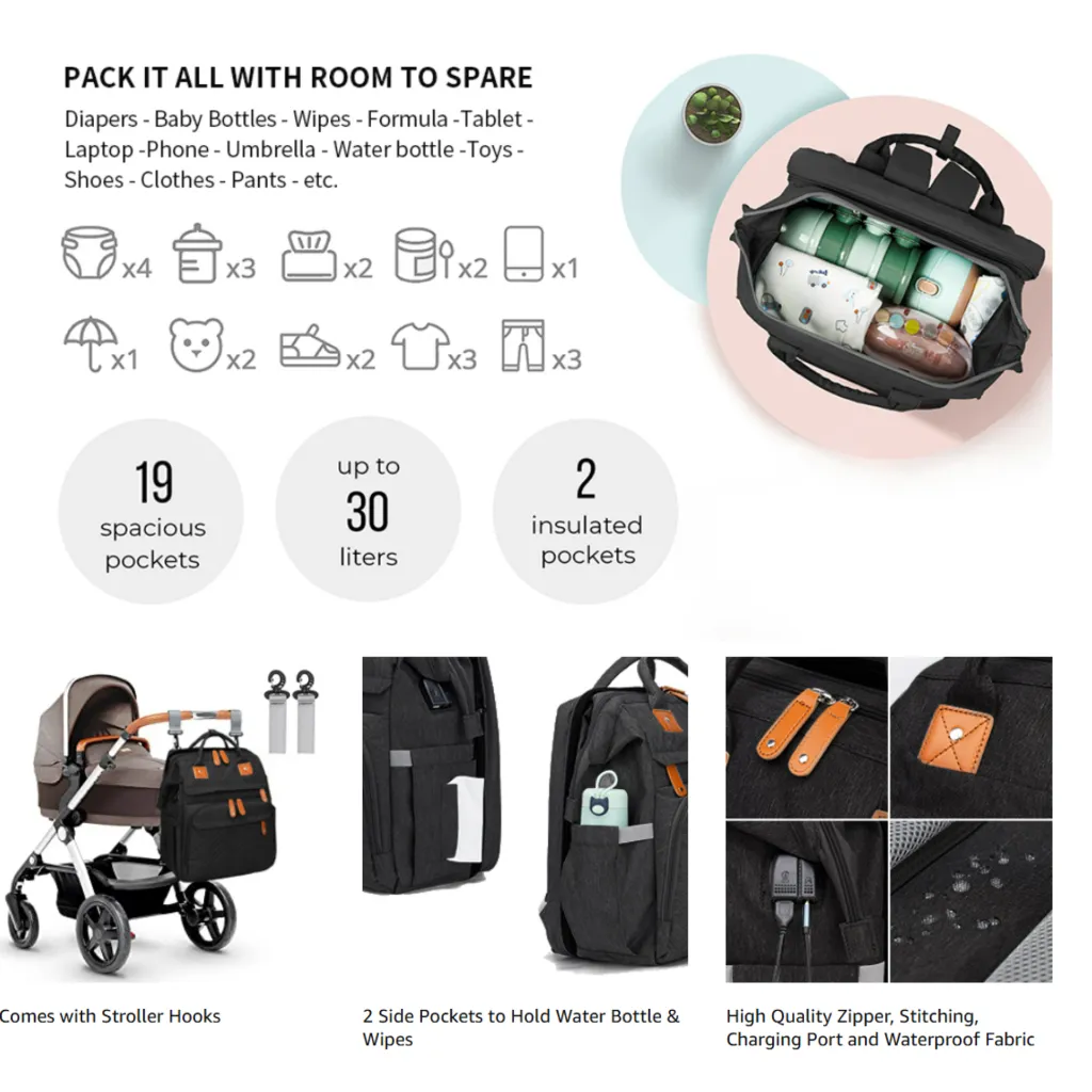 4-diaper bag backpack; baby diaper bag; diaper bag with changing station; portable changing station; travel diaper bag; waterproof diaper bag; large capacity diaper bag; baby bag fo (6).webp